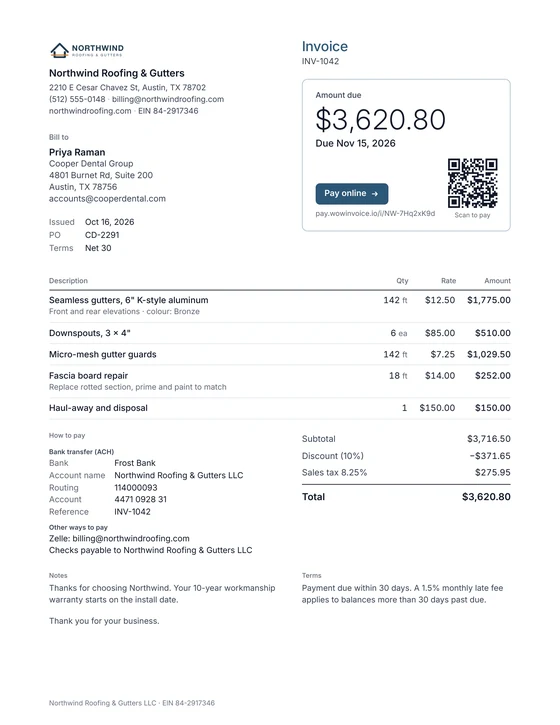 Clean invoice design
