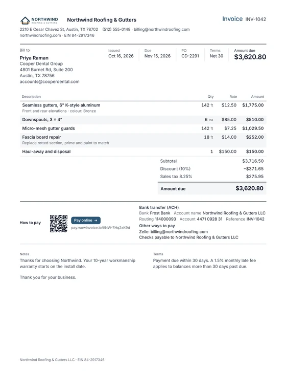 Compact invoice design